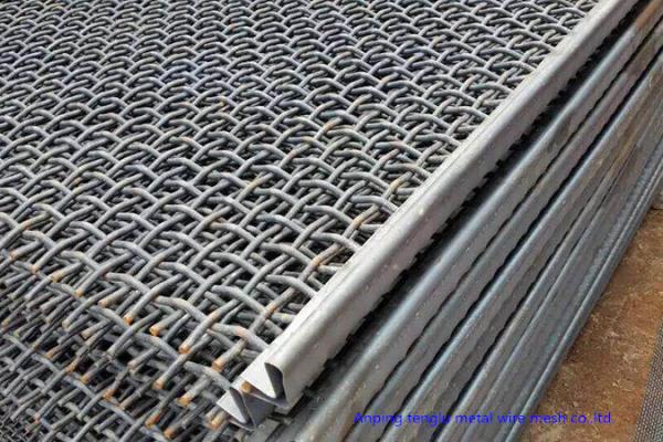 Hooked Vibrating Sieve Screen Mesh SUS304 Crimped Customized For Mining / Quarry