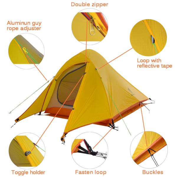 2 Men 3-4 Season 4 Lbs 20D Lightweight Waterproof Dome Backpacking Tent For Camping Hiking Climbing Travel