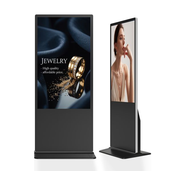 Ultra Thin LCD Indoor Floor Standing Digital Signage Display 32 - 65 Inch 4K UHD Commercial Android