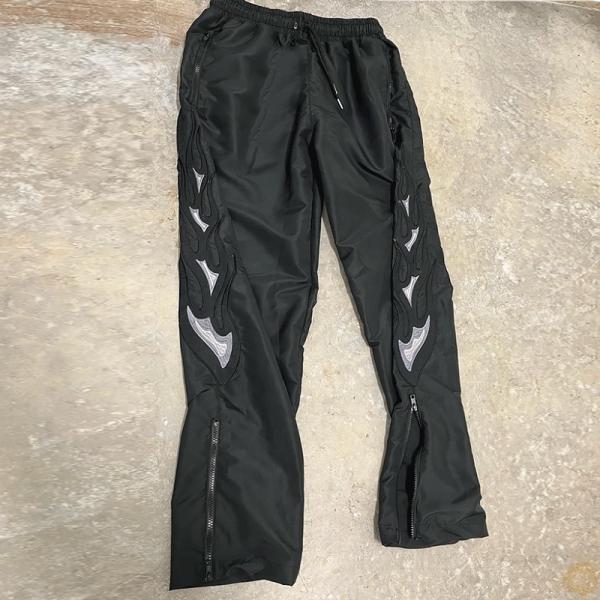 Casual Graphic Embroidered Patches Men Streetwear Joggers Stacked Flare Half Zipper