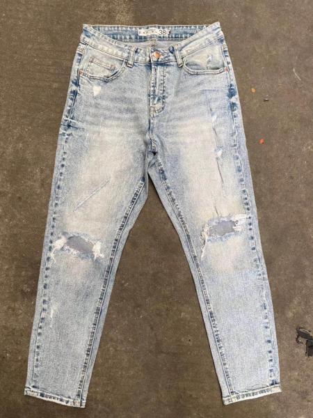 99% Cotton 1% Elastane Light Blue Ripped Jeans Womens High Waisted