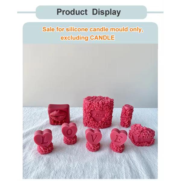 3D Silicone Valentine Flower Rose Pillar Candle Mold For DIY Candle Making