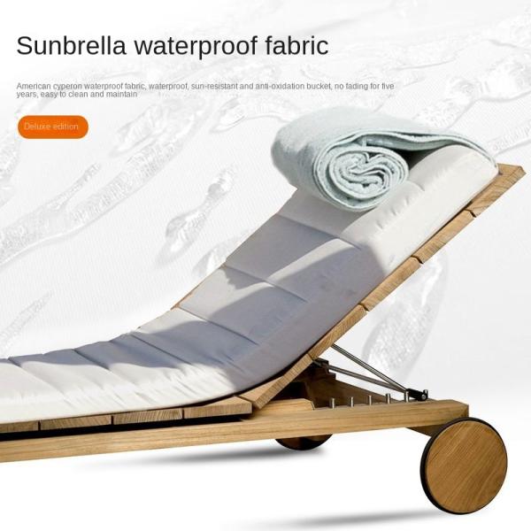 Customized Luxury Pool Teak Wood Lounge Chair With Wheels Lesiure Bed