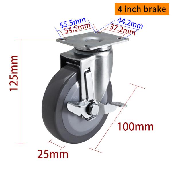 Las ruedas giratorias de 4 pulgadas para vehículos ligeros comerciales e industriales
