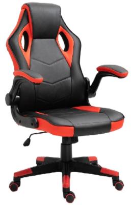 Ergonomic Gaming Desk Chair 350mm Nylon Base With PU Casters 100mm Gas Lift And Flip-up Armrests With PU Padding For Flexible Support