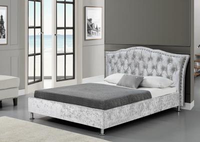 Small Single Plywood Bed Frame 190cm Length Crushed Velvet With Characteristic Headboard