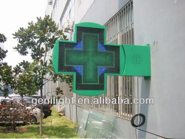 P16 P20 Pixels 3D LED Pharmacy Cross Display Sign with RS232 RF Control Communication