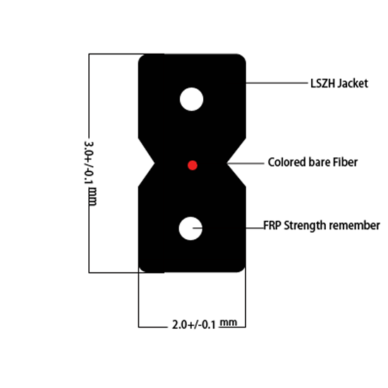 Anti - Corrosion 3*2mm Indoor Fiber Cable , Butterfly Flat Ivory Fiber Drop Cable