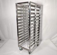 Chariot de four de boulangerie en aluminium et acier inoxydable équipé d'un rack à plateaux à 32 niveaux