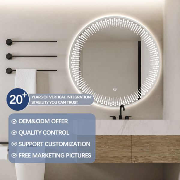 Commercial Round LED Backlit Mirror Customized Irregular Hotel Vanity Mirror