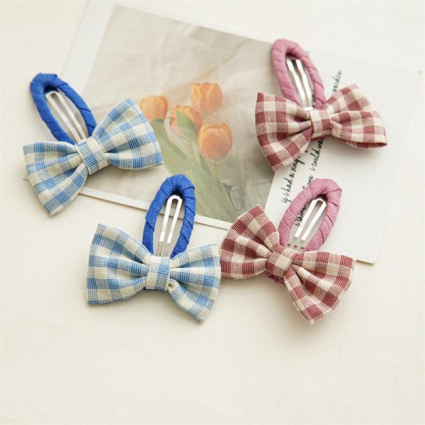 Fabric bow plaid hairpin accessories DIY INS girls baby women's BB hairpin spot wholesale