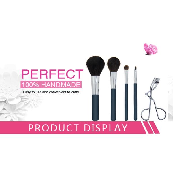 4 Pieces Goat Hair Natural Makeup Brush Set With Stainless Steel Eyelash Curler