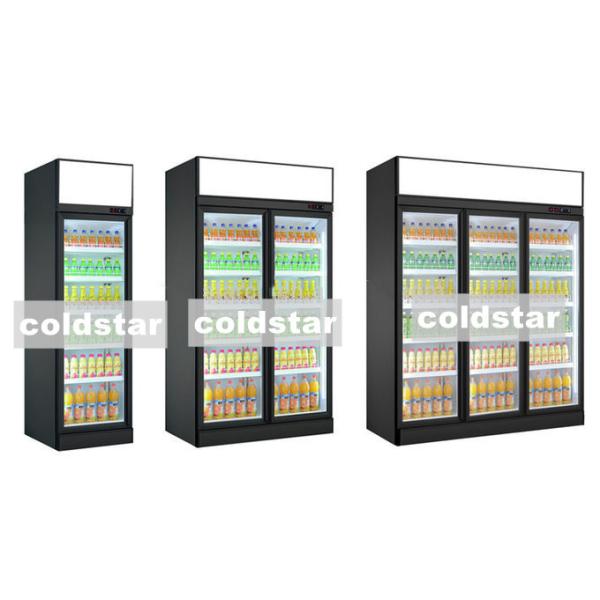 Supermarket Refrigerated Showcase Commercial Cold Drink Refrigerator Upright Display Glass Door Fridge