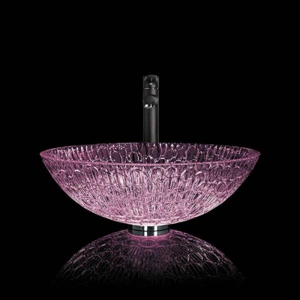395mm Crystal Wash Basins Round 130mm Purple Bathroom Bowl Basin