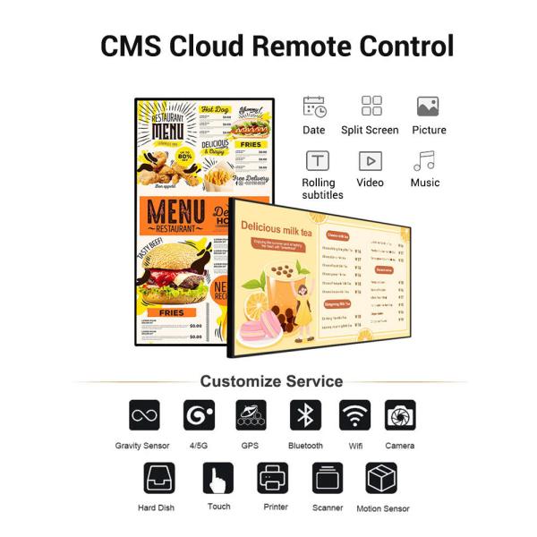 Wall Mount Menu Board Digital Signage Electronic LED Advertising Screens for Restaurant Cafe