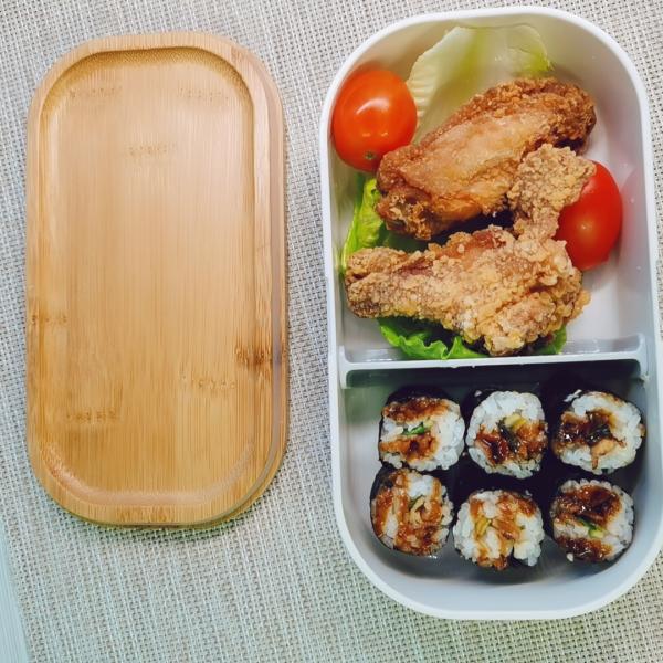 Pink 1-Layer Bamboo Lid Custom Eco Fridge Plastic Food Grade Bento Lunch Box for Kids