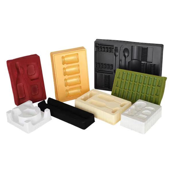 Plateau plastique en plastique noir/blanc pour cosmétiques alimentaires