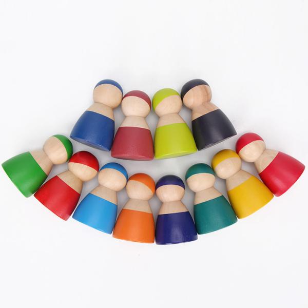 Blocs constitutifs en bois Toy Creative Educational d'arc-en-ciel de Brown 18cm