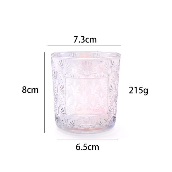 Custom Carved Transparent Frosted Glass Candle Cup Handmade