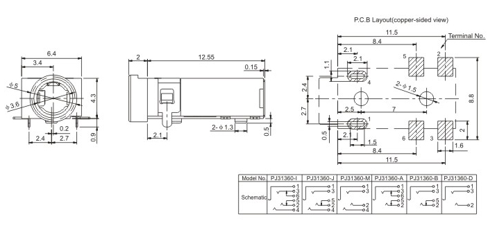 Мини телефонное гнездо 3,5 к компьютеру PJ31360
