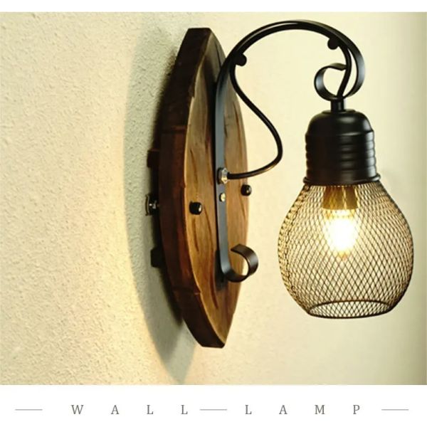 Coffee Restaurant Bar Antique Vintage Black Iron Net wall lamp (WH-VR-130)