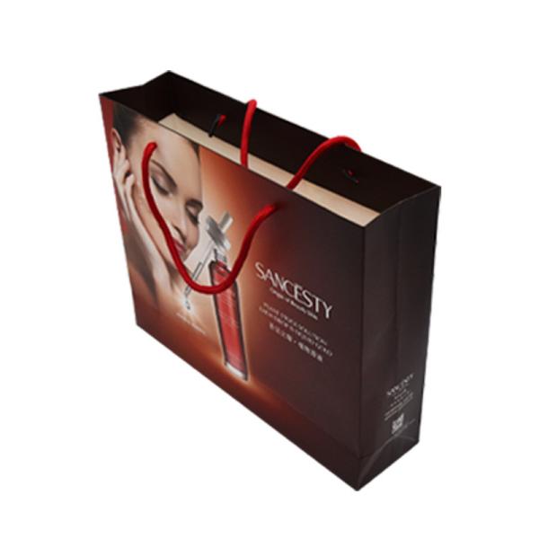 Eco Friendly Custom Paper Shopping Bags 210gsm Craft Gold Foil With Cotton Rope Handle