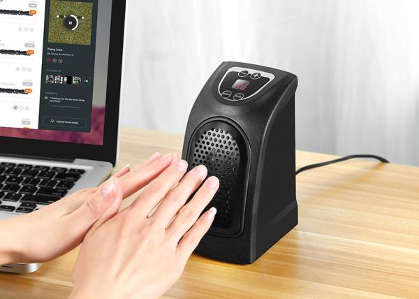 Portable Fan And Heater Black Color 95*88*160mm Temperature Adjustable