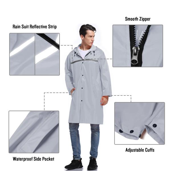 Waterproof Long Men'S Construction Rain Coat Traffic Work Oxford PVC Material