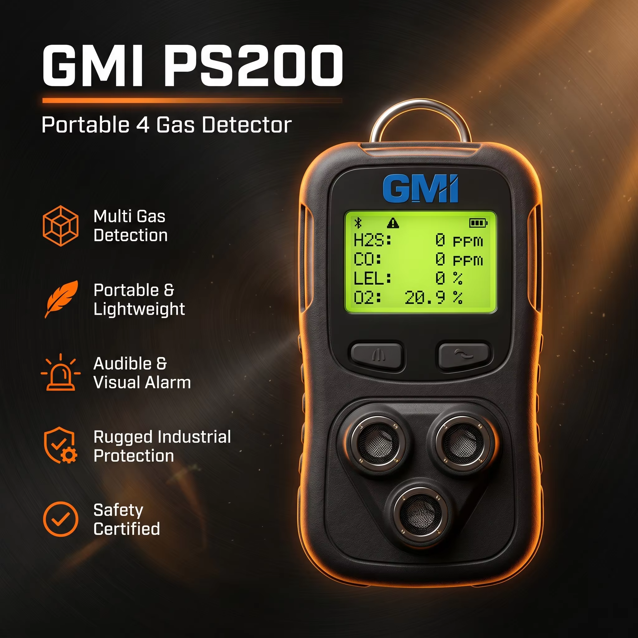 GMI PS200 PS500 Portable Multi Gas Detector 4 Gas Monitor Personal Safety Gas Detection Instrument