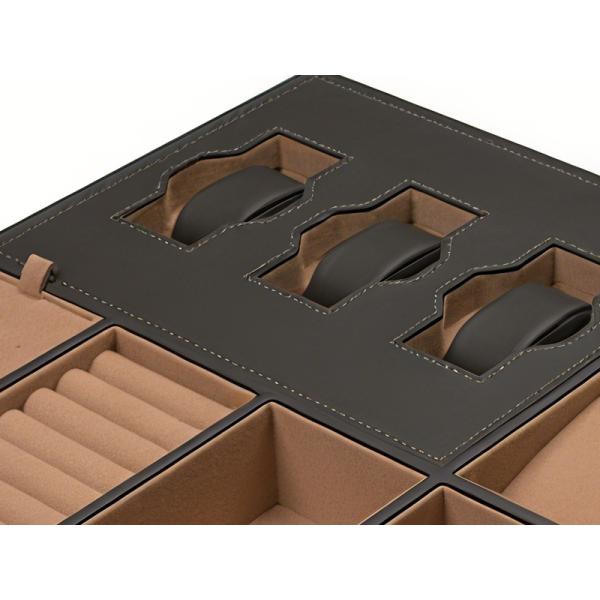 Organizador modular de joyas para cajón Mjmhd YG-H021 para armario - MDF E0, cuero de PVC, hecho a mano, 500x413x55mm