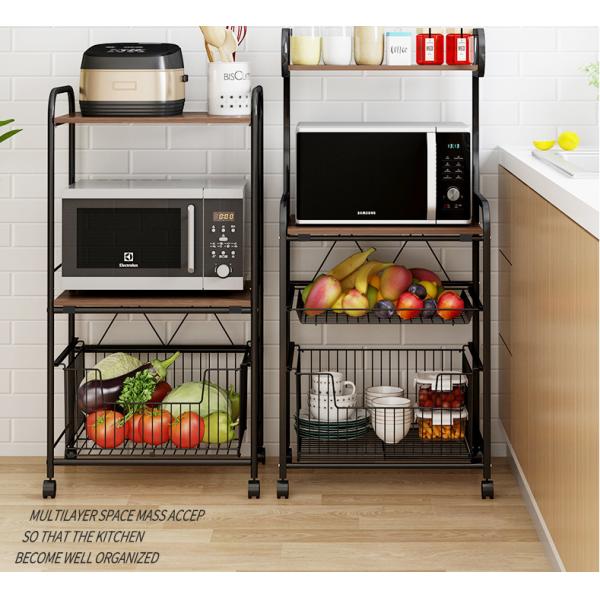 Household Kitchen Living Room Floor Rack Removable Three-Story Rectangular Storage Rack