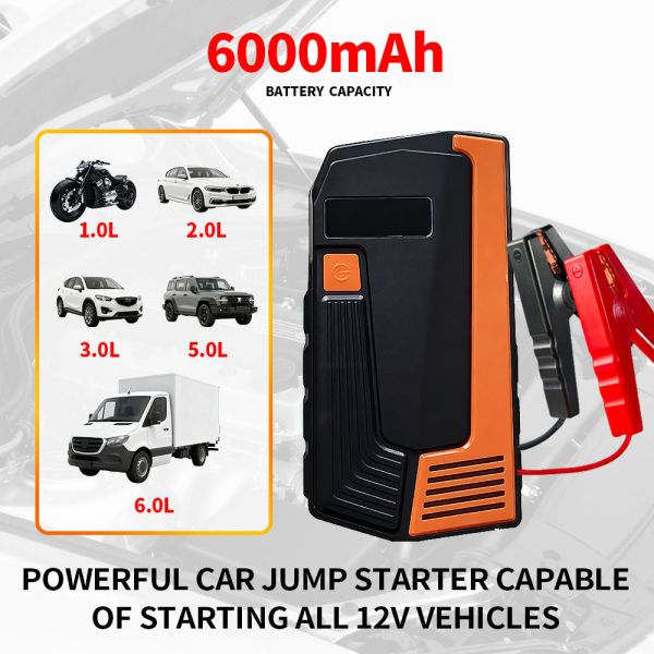 12V Car Emergency Jump Starter Multi Functional 6000mAh Power Bank Emergency Jump Starter With Air Compressor