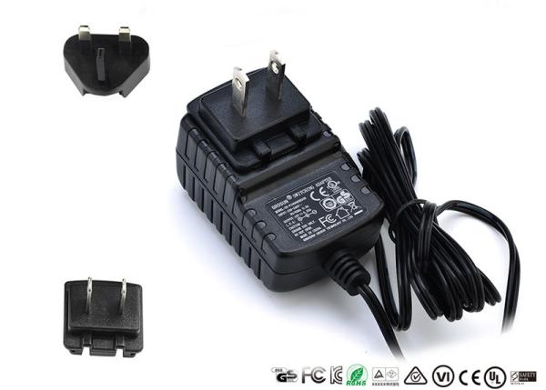 AC DC Wall Mount Interchangeable Plug Power Adapter Input 50hz / 60hz 12V 0.5A