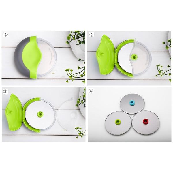 Customized Logo Print Stainless Steel plastic Promotional Pizza Cutter Wheel with Protective Blade Guard