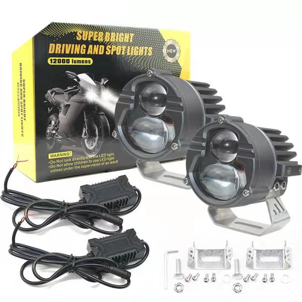 90W High Beam White Lens Dual Color For Motorcycle LED Spotlight