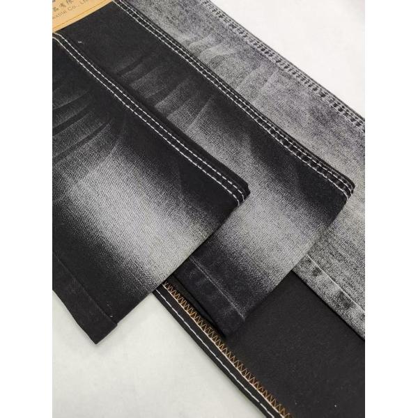 Haute teneur en spandex 72%Cotton Siro Yarn Cross Slub Denim Fabric Noir/Noir Pour les jeans