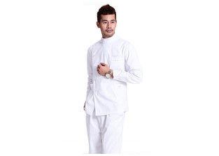 Plain Color Mens Medical Scrubs Beautiful Chest Pocket Self - Adhesive Closure At Neck