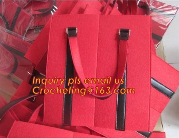 Popular Style Colours Felt Wine Bag Hollow Out, Cute fashion Designer Santa pants felt wine bag, TOTE Felt Gift Wine Bag