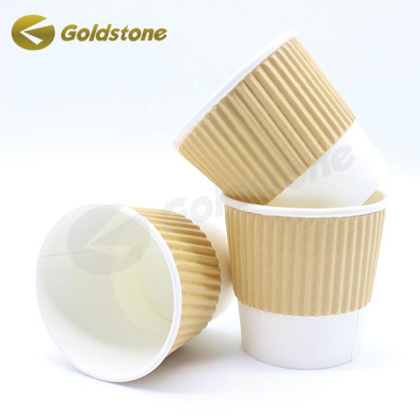 Food Grade Paper 350ml Kraft Ripple Cups Printed Coffee CupsFor Safe Sustainable