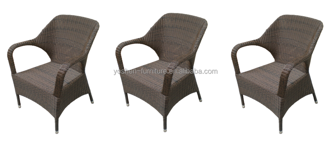 Rattan Waterproof Outdoor Stackable Dining Chairs for Restaurant Beach Park Use