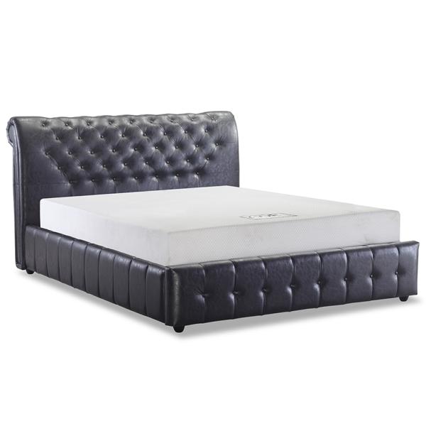 Latest Metal Designs Upholstered Velvet Black  Double Single Wood Bed