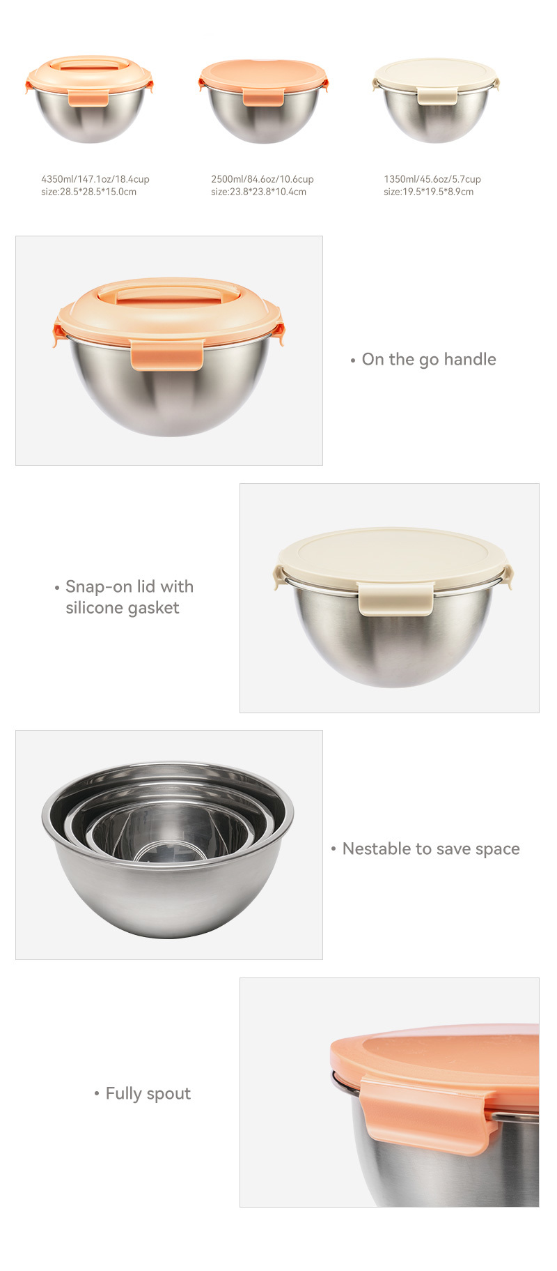 Brand Support Multi-Purpose Stainless Steel Bowl with Lid
