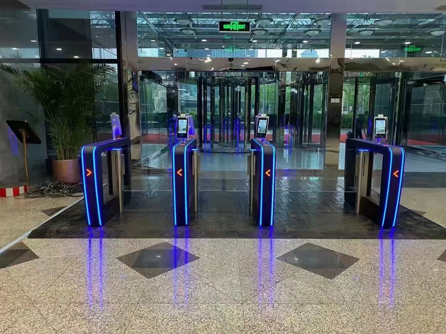 Office Building QR Code And Facial Recognition Visitor Swing Gate Turnstile