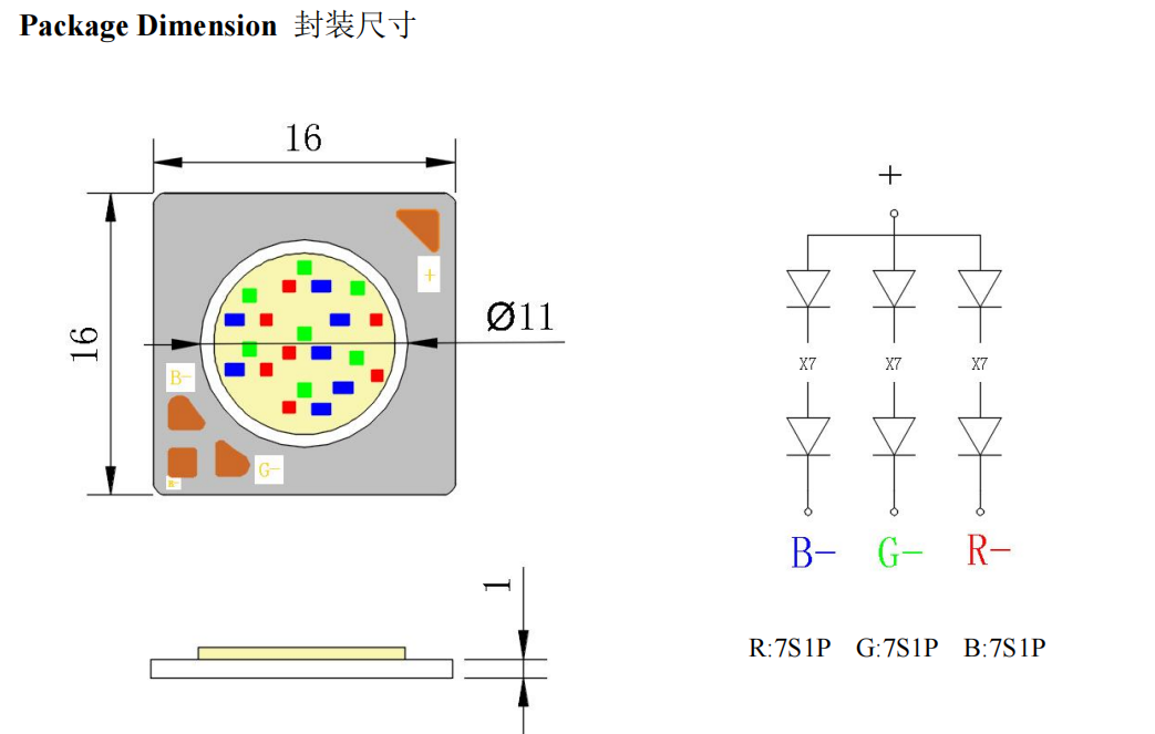 RGB IC Constant Voltage COB LED 10-11W 16*16mm 150mA*3 Tuable