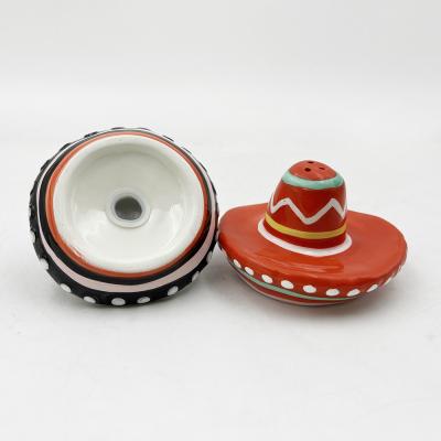 Chapéu desenhado à mão, forma cerâmica, sal e pimenta para decoração de casa, presente, tamanho personalizável, cor