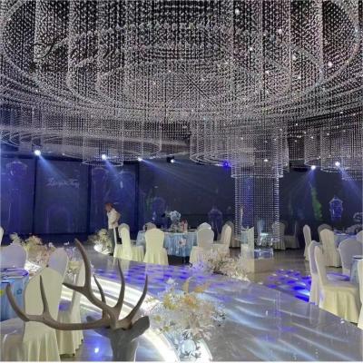 Fábrica por atacado de cristal redondo de contas de fio de cadeia candeeiros acessórios para a decoração do teto do casamento