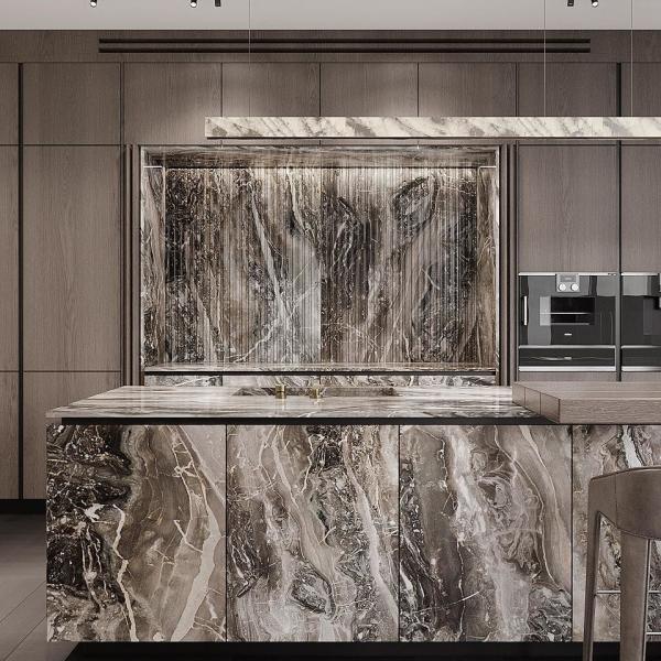Luxury Customized Kitchen Cabinet Kitchen Furnitures Design Wood Veneer Kitchen Cabinet