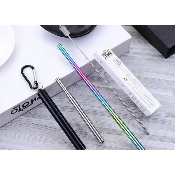 Durable Kitchen Household Items Telescopic Stainless Steel Straws Three Section