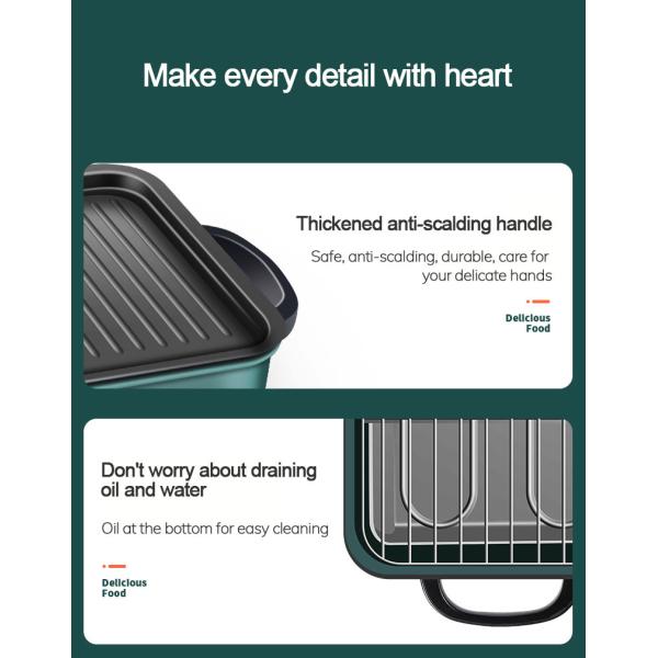 Smokeless Electric Grills Griddles Skillets 1500W 3-10 People