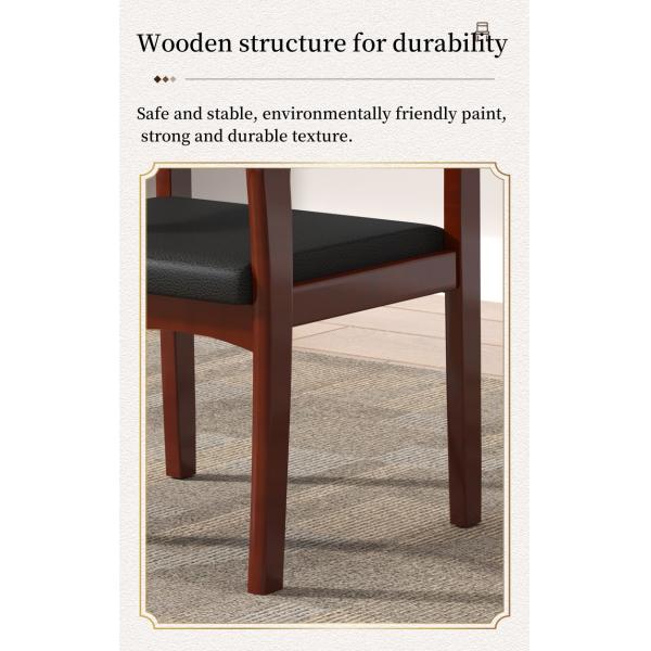 Modern Black Leather Guest Chair Practical Wooden Conference Training Room Meeting Office Chairs